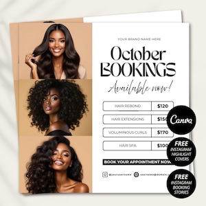 Editable Hair Salon Booking Flyer Canva Template Appointment Sheet Printable Book Now Hair Stylist Marketing Beauty Business Design