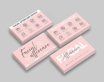 Facial Aftercare Card Template Editable Canva Skincare Treatment Care Guide Client Spa After Care Instructions Printable Esthetician Card