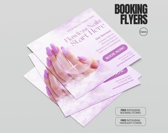 Nail Salon Booking Flyer Template Editable Canva Appointment Sheet Printable Book Now DIY Flyer Nail Tech Marketing Beauty Business Design
