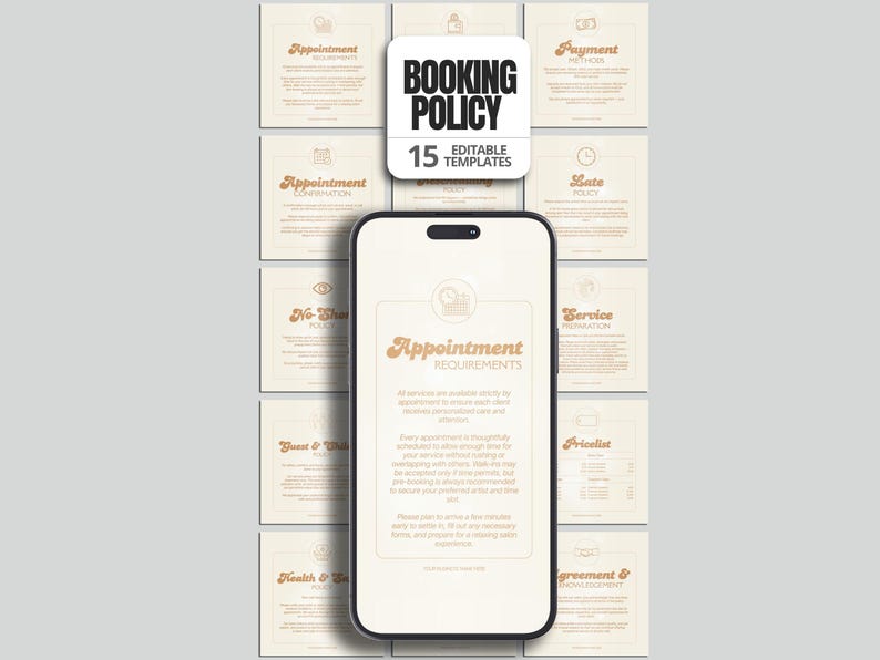Editable Booking Policy Template Hair Salon Policies Nailtech Posting ...