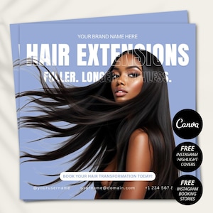Hair Extension Booking Flyer Template Editable Canva Appointment Sheet Hair Stylist Printable Book Now DIY Flyer Salon Marketing Design