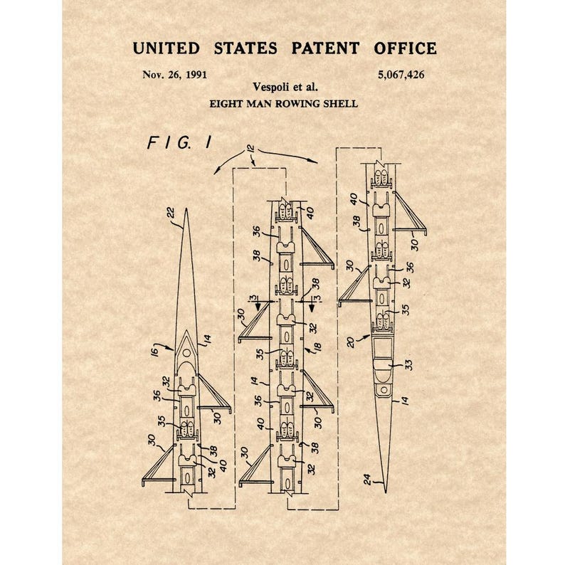 Rowing Shell Patent Print - Etsy