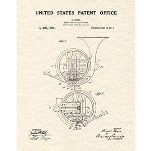 French Horn Patent Print