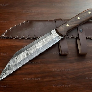 Handcrafted Viking Seax Knife Custom Damascus Steel Blade with Leather Sheath Norse Inspired Collectible | Unique Gift for Him Gift for Dad