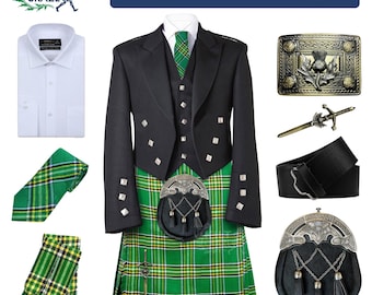 Conjunto de Kilt Escocês Masculino de 9 Peças para Casamento nas Terras Altas, com Estampa do Príncipe Charlie