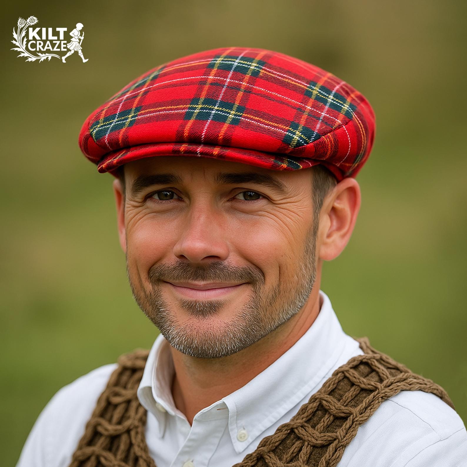 Royal Stewart - Cappello in tartan Glengarry, in pura lana
