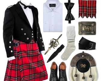 Completo da kilt Prince Charlie, 12 pezzi, set da matrimonio da uomo con accessori drago antico