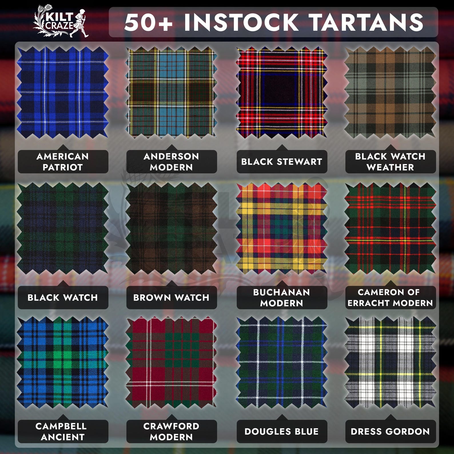 Scottish Clan Tartan Fabric by the Yard 13oz Acrylic Wool Highland