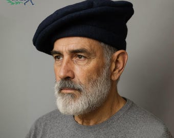 Men's Scottish Wool Bonnet Hat 100% Blazer Wool Kilt Hat Traditional Kilt Beret Scottish Tam Beret in 7 Colors