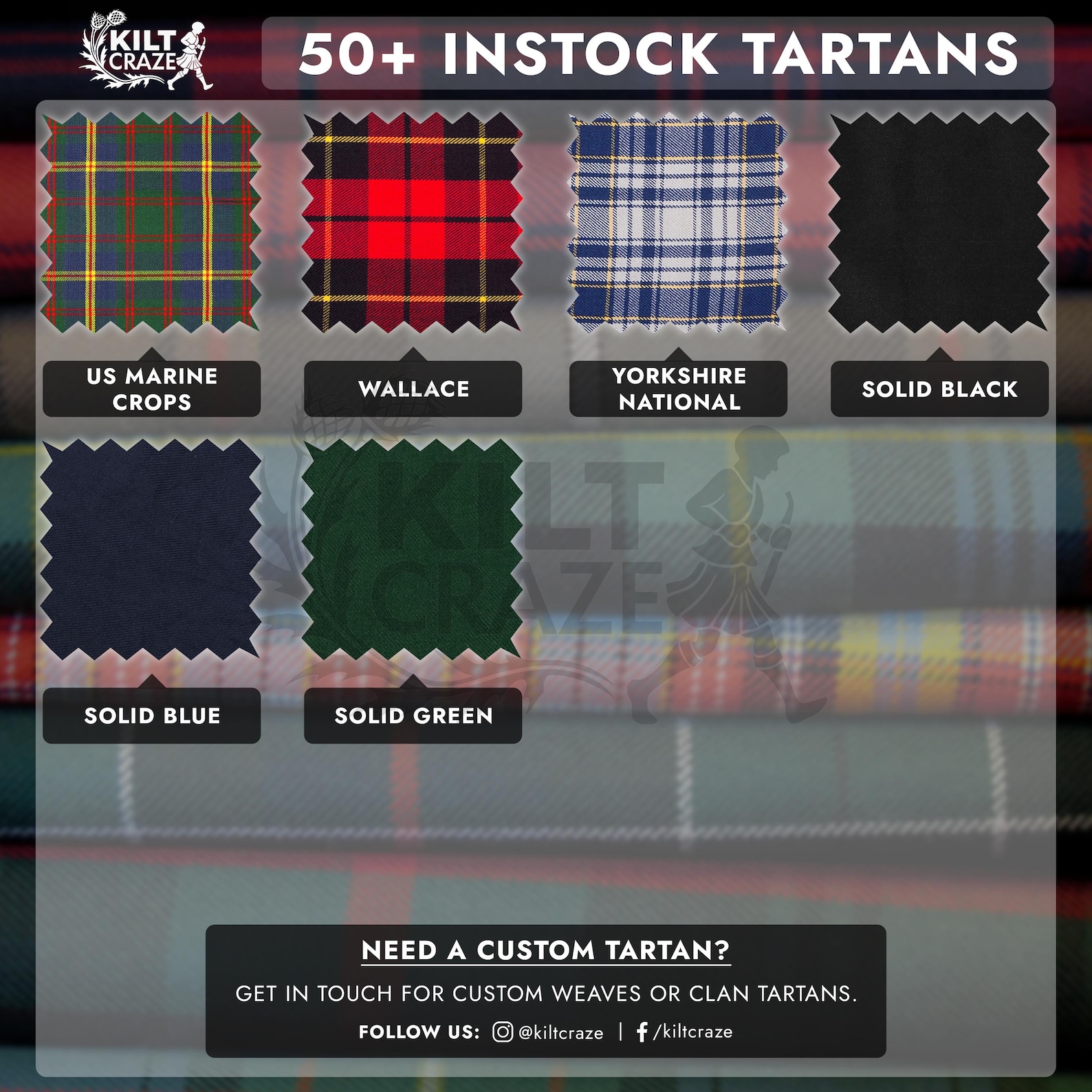 Scottish Clan Tartan Fabric by the Yard 13oz Acrylic Wool Highland