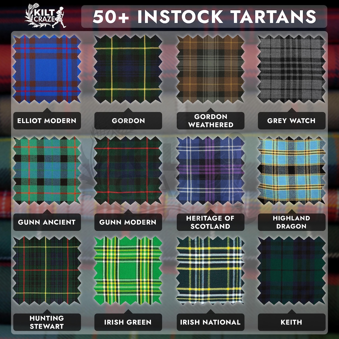 Scottish Clan Tartan Fabric by the Yard 13oz Acrylic Wool Highland