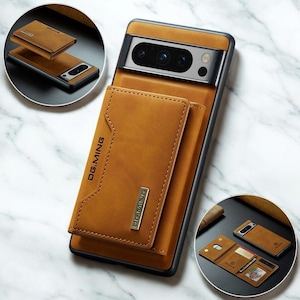 Étui portefeuille Google en cuir de luxe - Porte-cartes magnétique - Pixel 8 Pro 7 7A 6 6A pliable Pixel 8 Pixel 7