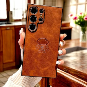 Custodia in pelle retrò Astronauta per Samsung Galaxy S25 S24 S23 S22 S21 Ultra Plus FE Note 20