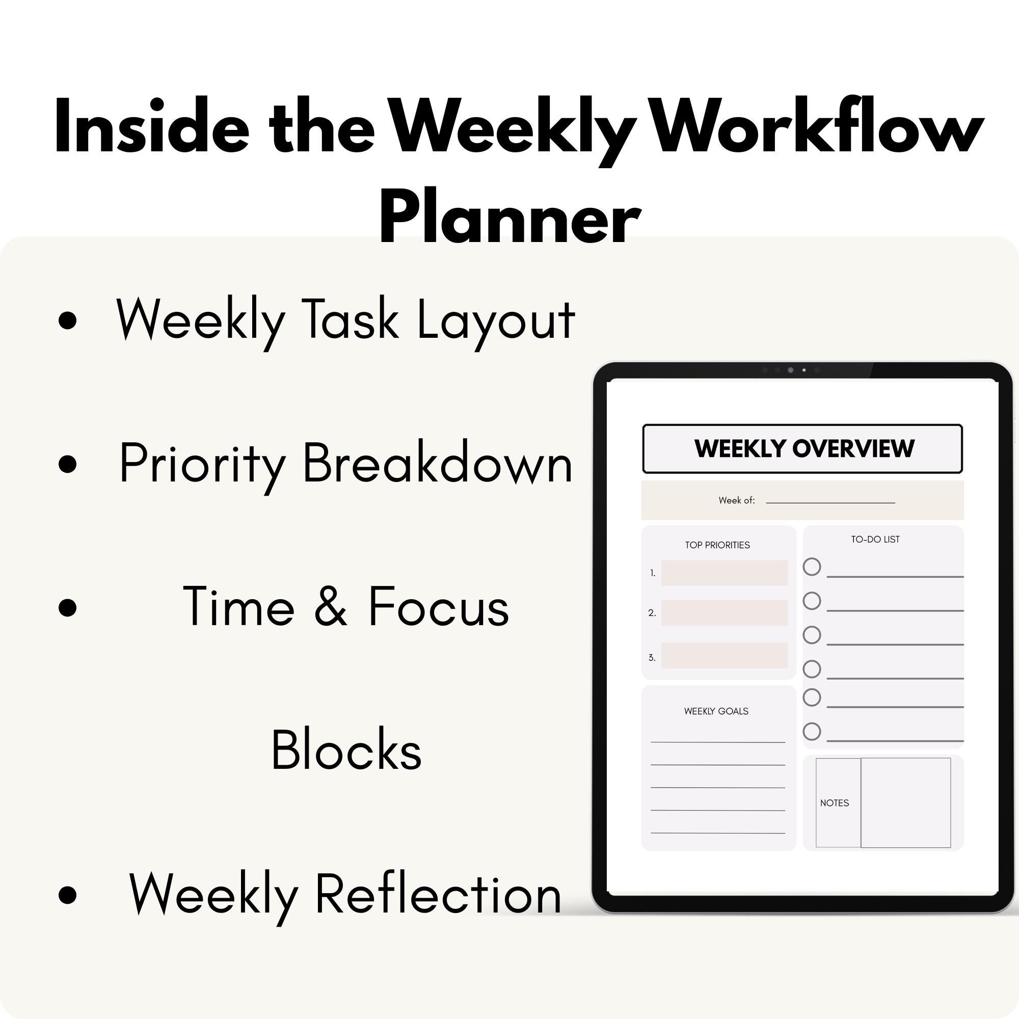 Weekly Workflow Planner | Productivity, Task Management, Organization ...