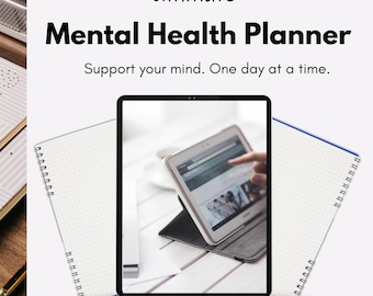 Geestelijke gezondheidsplanner voor stress en angst | Stemming, zelfzorg en mindfulness volgen | Afdrukbare pdf