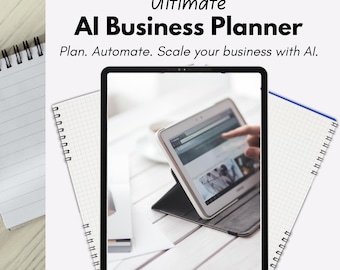 Business Planner d'IA de 30 jours pour débutants | Planificateur de produits numériques | Cahier d'exercices professionnel ChatGPT | Planificateur de revenu passif | Guide de démarrage de l'IA