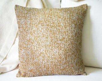 Textured Mustard Yellow Pillow Cover: Modern Minimalist Cushion