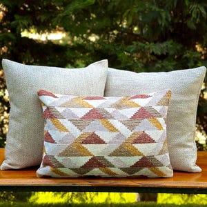 Handwoven Patterned Boho Pillow Cover Set-Set of 3,Ethnic Geometric Design,Modern Rustic Decor,2 solid-textured +1 patterned pillow covers