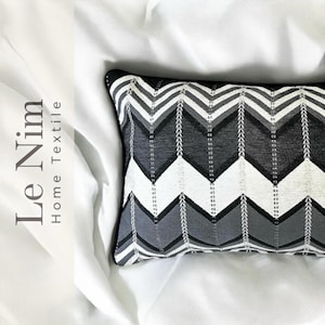 pillow, modern decorative style black and white handmade geometric throw pillow, living room pillow