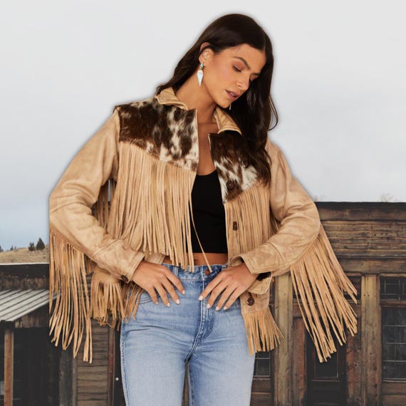 Handcrafted Cowhide Fringe Jacket: Women's Western Wear Frontier