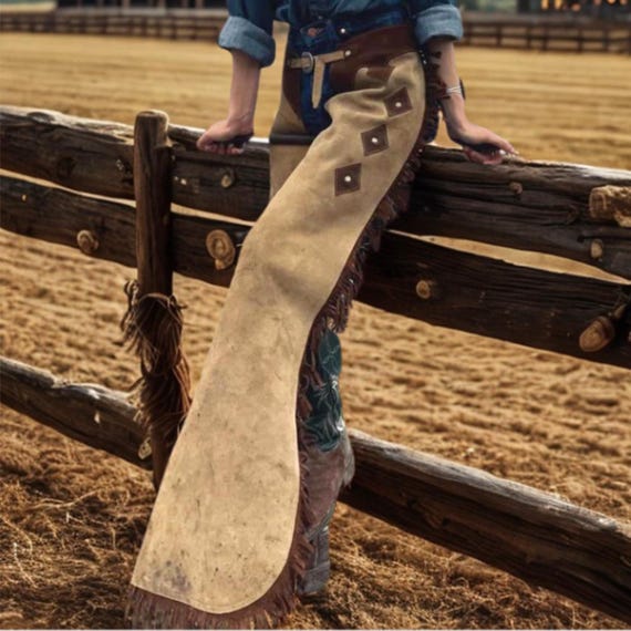 Chaps de cow-girl en cuir véritable fait main : pantalon d'équitation