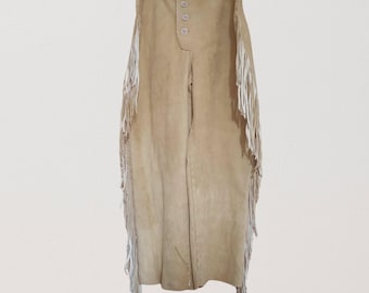 Plains Style Leather Fringe Backstitched Pants, Mountain Man Suede Fringe Pants, Men's Native American Suede Fringe Pants, Old West Outfit