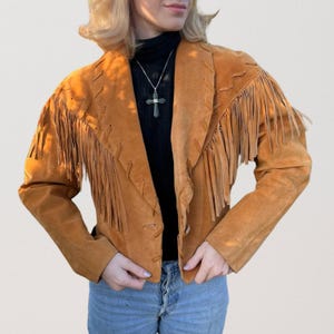 Women&#39;s Suede Leather Fringe Jacket, 70s Vintage Western Wear Style, Exclusive Western Cowgirl Suede Fringe Jacket / Coat, Boho Outfit