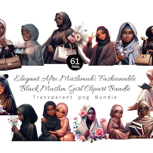 Hijabi Muslimische Frau Clipart Bundle | Modeillustrationen (Digitaler Download)