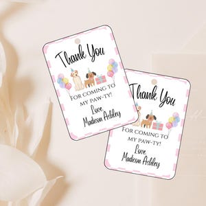 Puppy Party Favor Tags | Printable Thank You Tags | Dog Birthday Party | Instant Download | Paw-ty Favor Labels