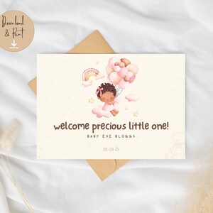 Cartão personalizado para bebê menina download digital