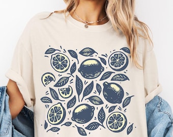 Retro Lemon Shirt, Comfort Colors Summer Shirt, Boho Fruit Tshirt, Vintage Lemon Shirt, Garden Lover Gift,Botanical Shirt,Coquette Lemon Tee