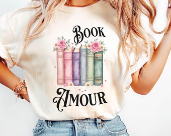 Book Amour Shirt, Floral Book Shirt, Comfort Colors Bookish Shirt, Gift For Book Lover, Reading Book Lover, Teacher Shirt, Book Lover Gifts