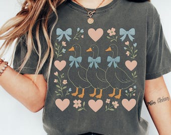 Comfort Colors® Retro 80s Blue Ribbon Goose Shirt, Funny Goose Lover Shirt, Vintage Goose Graphic Shirt,Cottagecore Gift Tee,Funny Goose Tee