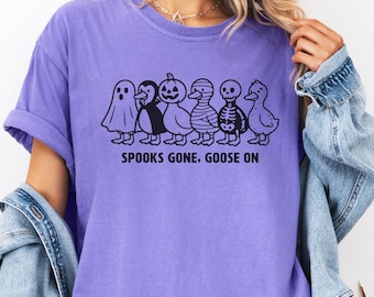 Spooks Gone Goose On Spooky Goose Comfort Colors Halloween Shirt, Funny Goose Halloween Tee, Silly Goose Shirt, Vintage Goose Tee,Girly Gift