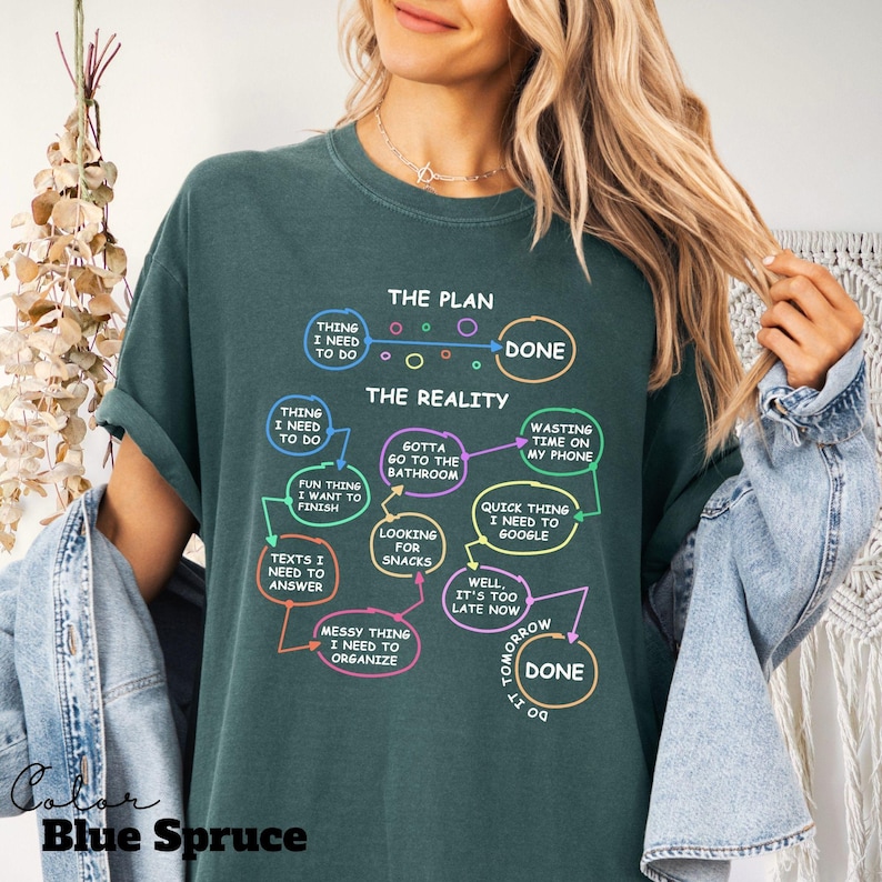 Day Plan Shirt, Funny Gift for ADHD Friend, Comfort Colors Plan T Shirt ...