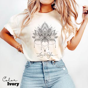 Custom Lotus Flower Shirt, Comfort Colors Girly Shirt, Trendy Tee,Cute Meditation Gift Shirt,Graphic Tee,Spiritual Yoga Shirt,Spiritual Gift Ivory