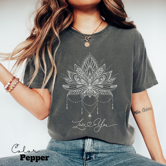 Custom Lotus Flower Shirt, Comfort Colors Girly Shirt, Trendy Tee,Cute Meditation Gift Shirt,Graphic Tee,Spiritual Yoga Shirt,Spiritual Gift