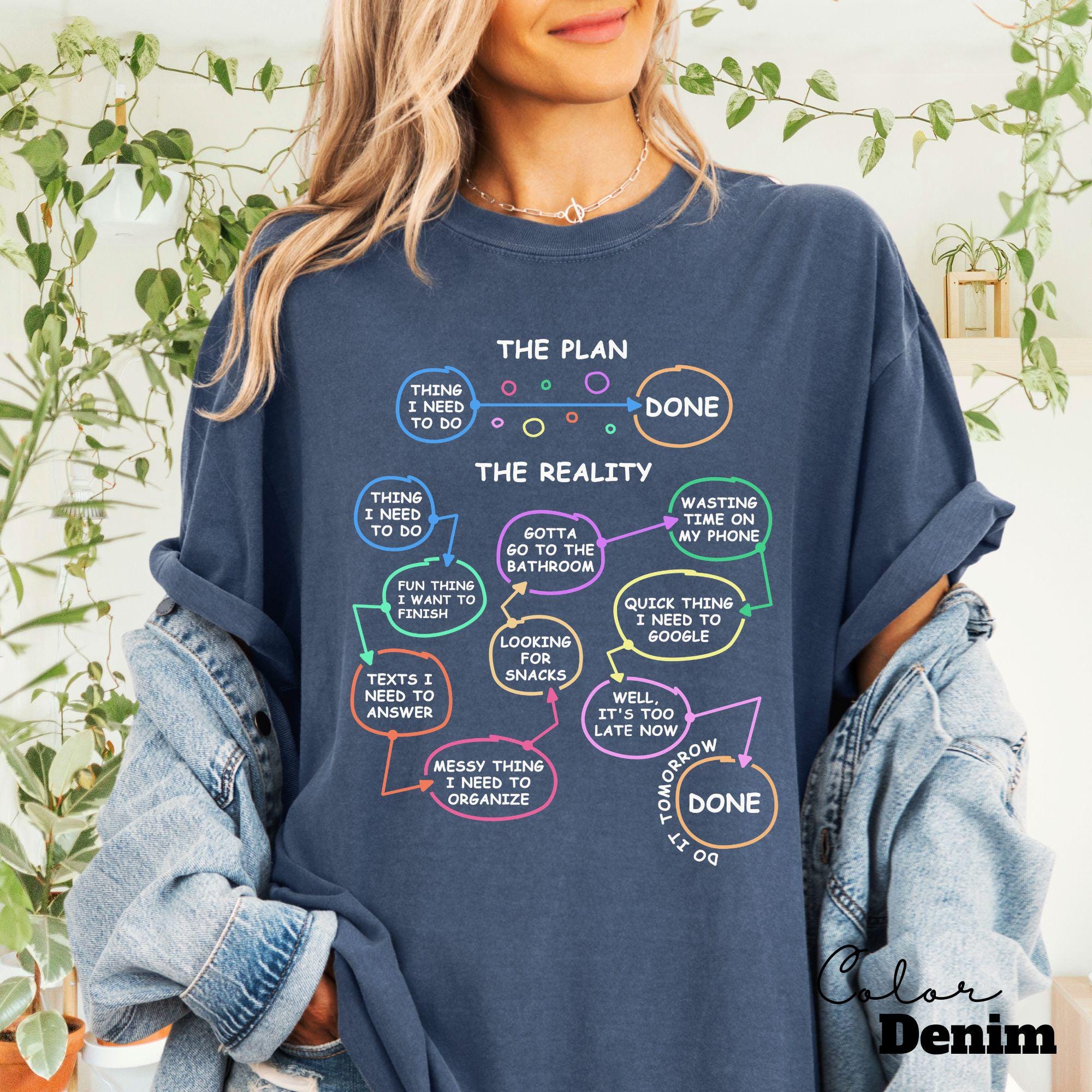 Day Plan Shirt, Funny Gift for ADHD Friend, Comfort Colors Plan T Shirt ...