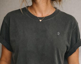 Custom Symbol Shirt, Funny Smile Shirt, Comfort Colors Pocket Print, Mini Smiley Face Shirt, Retro Happy Face Shirt, Gen-X Emoji Smile Tee