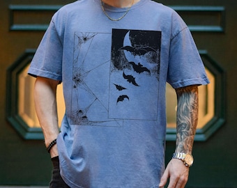 Spiders and Bats Shirt, Night Shift Shirt, Halloween Bats Shirt, Authentic Spooky Shirt, Y2k T-Shirt, 90s Style Shirt, Retro Gothic Shirt