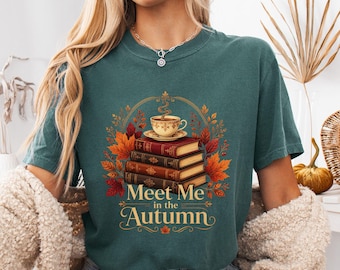 Coffee And Books Lover Shirt,  Autumn Bookworm Shirt, Cozy Bookish Shirt, Book Club, Aesthetic Cottagecore Gift For Book Lovers