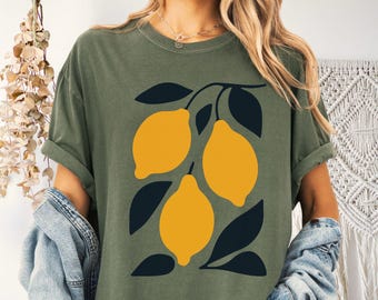 Boho Lemon Shirt, Citrus Fruit, Botanical Gift For Gardener,Retro Summer Days Shirt,Nature Aesthetic Tee,Lemon Lover Shirt,Easy Peasy Lemons