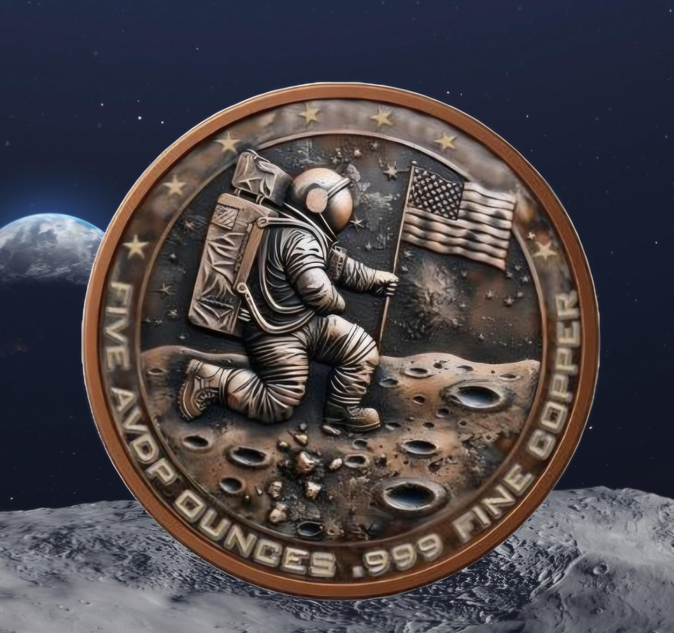 宇宙飛行士デザイン 純銅5オンス 5oz 2025 Space Commander Colorized Copper .999 AVDP in Capsule - Etsy