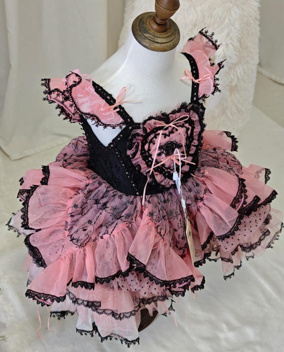 Black Pink Girl Dress, Gothic Lolita Costume, Birthday Party Dress, Toddler  Photoshoot Outfit, Rose Bow Ruffle Dress - Etsy