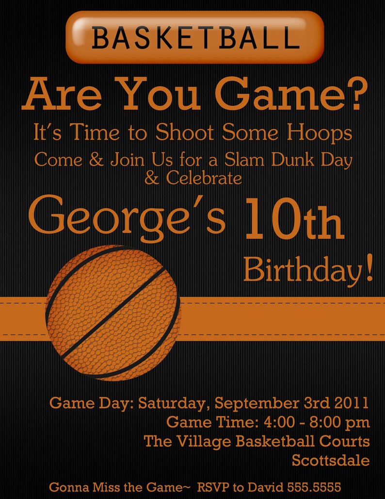 Basketball Digital Birthday Invitation Etsy