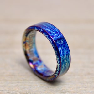 Colorful Titanium Heat Anodized Handmade Wedding Band Unique Titanium Random Pattern Anniversary Ring Personalized Gift Christmas Gift
