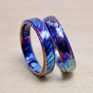 Titanium Couple Engagement Rings, Statement Rings, Unique Promise Rings, Wedding Ring Set, Wedding Band Set, His and Hers Matching Rings Set