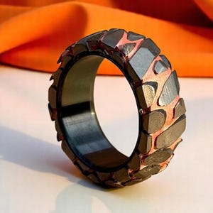 Super Conductor with Zirconium Inlay Deep etched Ring, Super Conductor Ring, Wedding Band, Expensive Customized Ring, Wedding Ring for Him