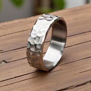 Hammered Titanium Ring Handcrafted Titanium Ring Titanium Rock Hammered 5mm Ring For Men Personalized Gift Anniversary Gift Wedding Band