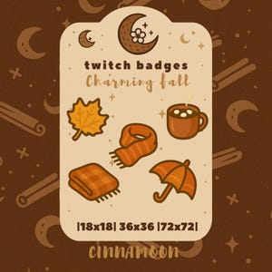 Autumn Twitch Subscriber Badges | Pastel Kawaii Icons for Streamers | Kawaii Autumn Sub Icon | Twitch Badges